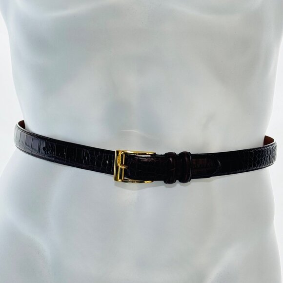 BANANA REPUBLIC Men's Belt Brown Italian Leather Silver Tone Buckle Size 34 - Picture 1 of 7